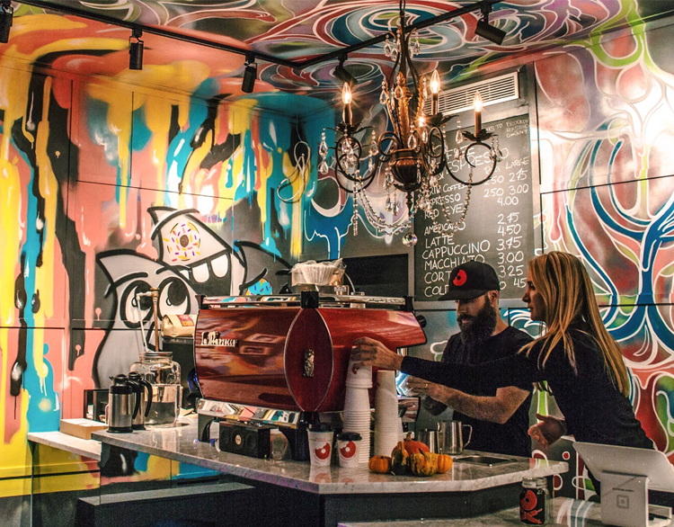 Baristas making coffee